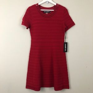 Karl Lagerfeld Short Sleeve Stripe Stretch Dress